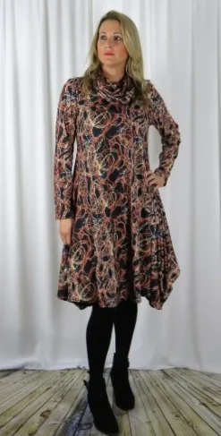 Out of Xile Flared Cowl Dress Sparkle
