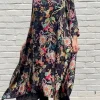 Out of Xile Flared Midi Habotai Dress Flower