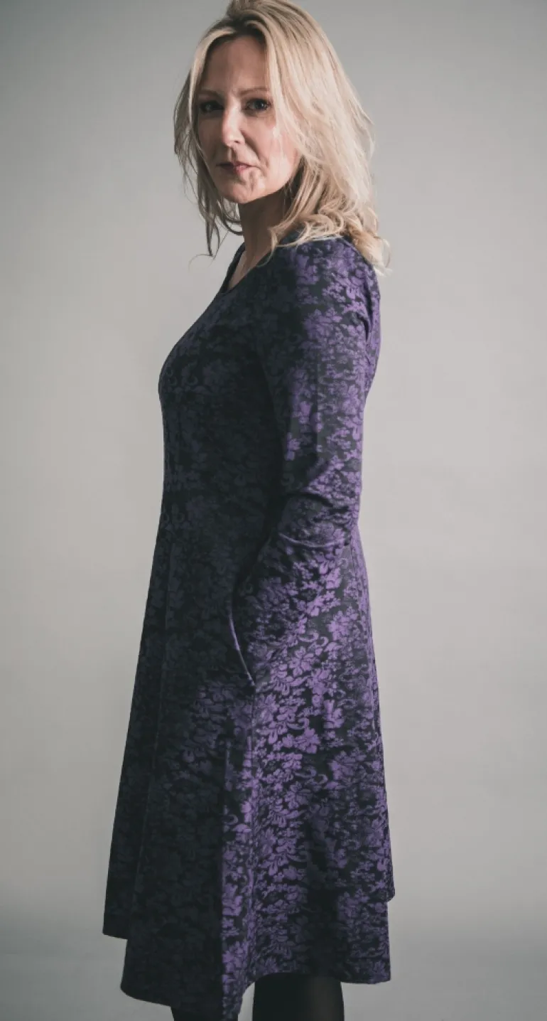 OUT OF XILE JACQUARD MIDI DRESS SAPPHIRE