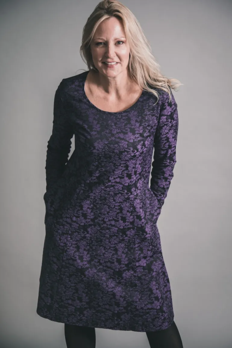 OUT OF XILE JACQUARD MIDI DRESS SAPPHIRE