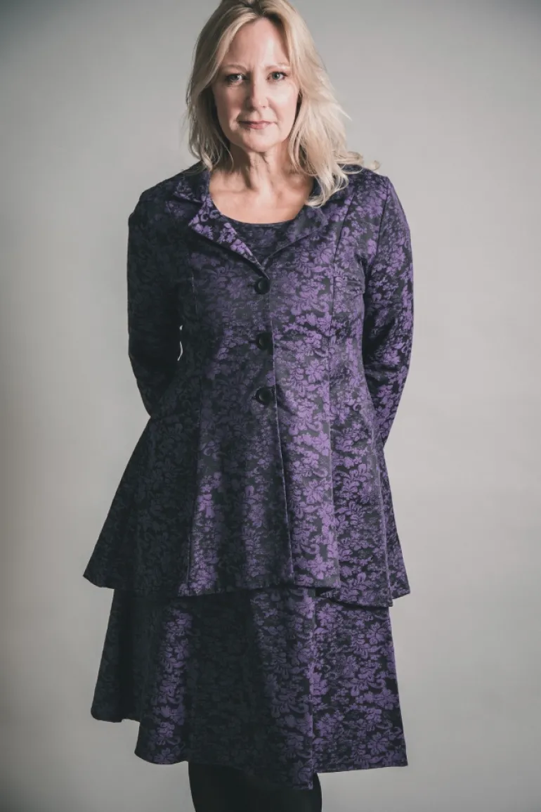 OUT OF XILE JACQUARD MIDI DRESS SAPPHIRE