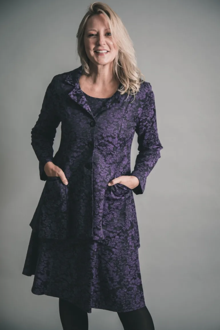 OUT OF XILE JACQUARD MIDI DRESS SAPPHIRE
