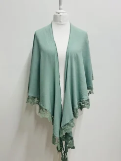 Out of Xile Lace Trimmed Cape Ocean Green