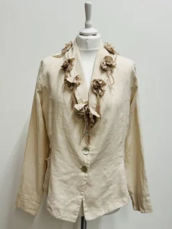 Out of Xile Linen Flower Collar Jacket Rose
