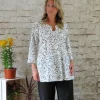 Out of Xile Printed Linen Tunic Monochrome