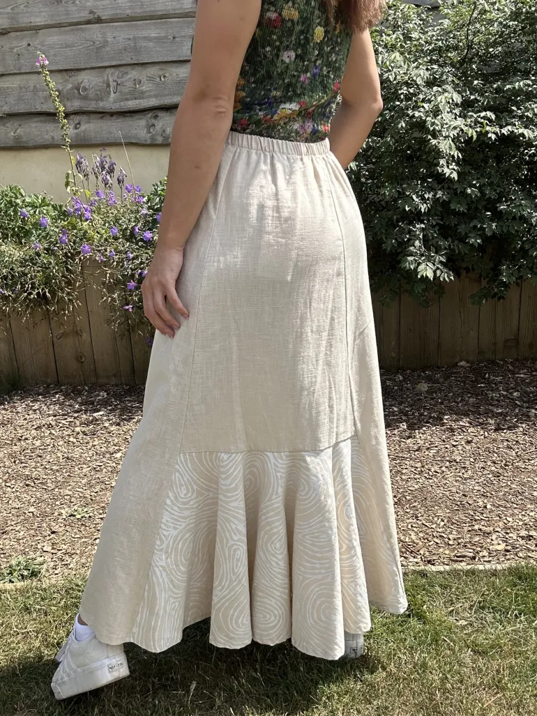 Out of Xile Printed Linen Skirt Sand