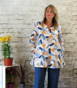 Out of Xile Printed Linen Tunic Brush