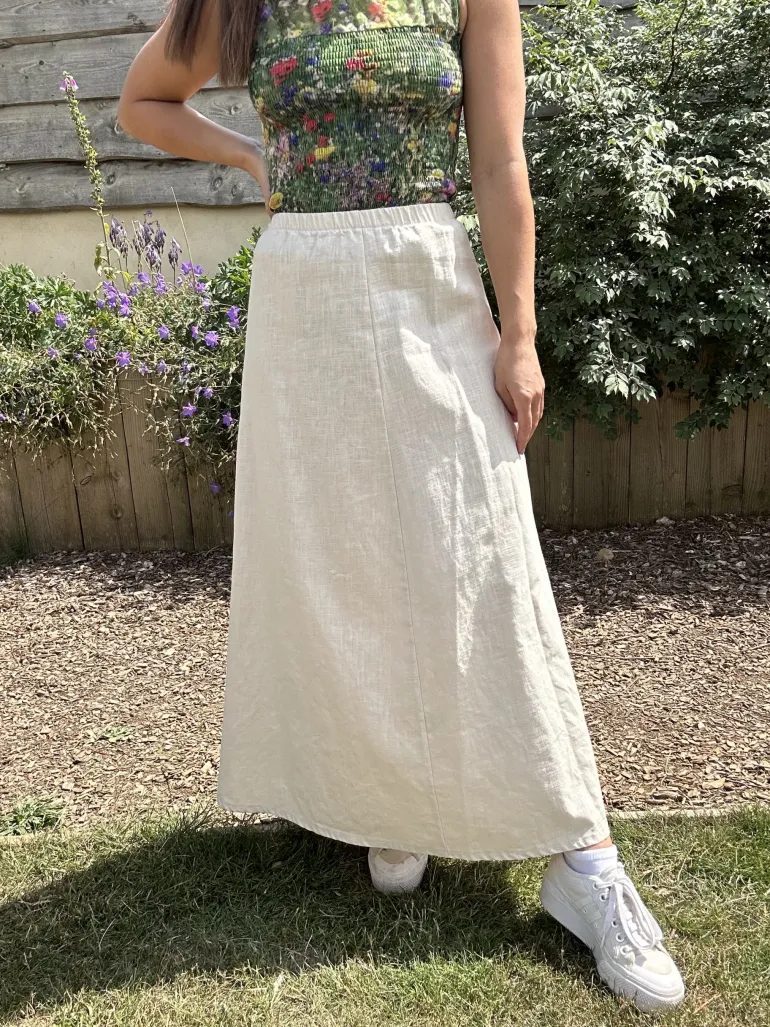 Out of Xile Printed Linen Skirt Sand