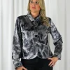 Out of Xile Printed Velvet Jacket Silver