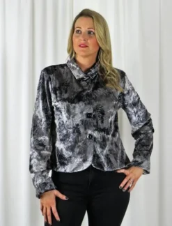 Out of Xile Printed Velvet Jacket Silver