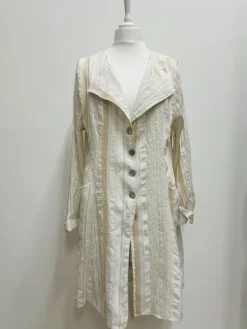 Out of Xile Ribbon Stripe Coat White