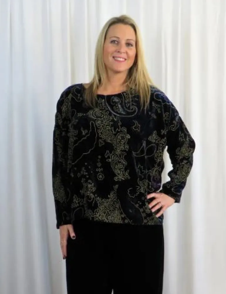 Out of Xile Silk Velvet Wide Top Blue
