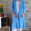 Out of Xile Stripe Scarf Coat Arctic Blue