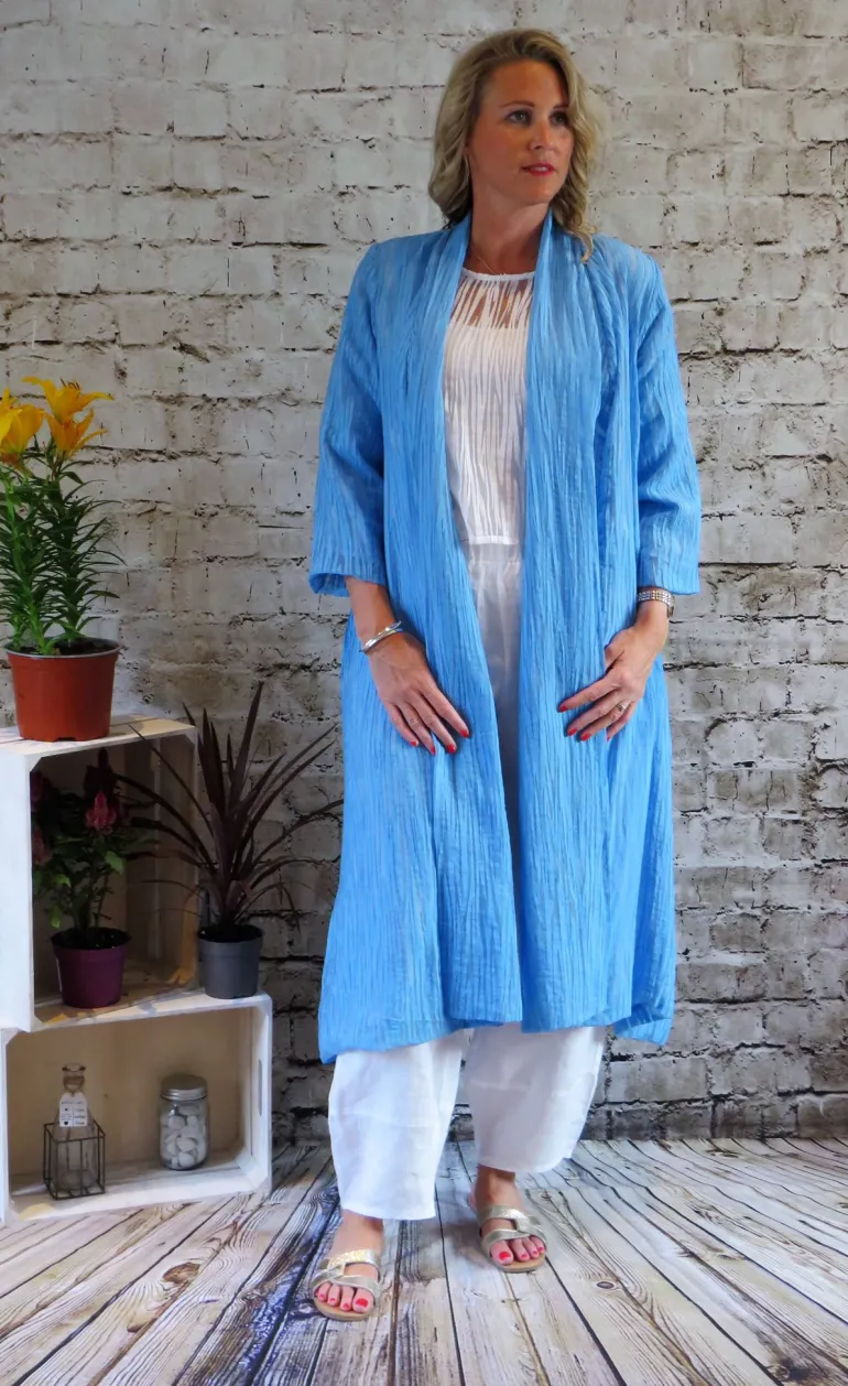 Out of Xile Stripe Scarf Coat Arctic Blue
