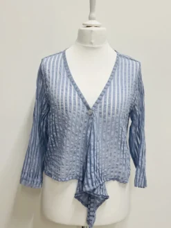 Out of Xile Striped Short Jacket Cornflower