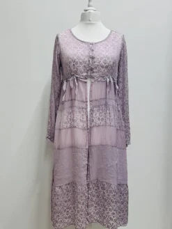 Out of Xile Striped Silk Coat Lilac