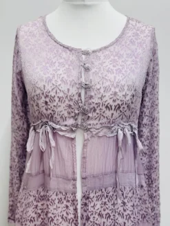 Out of Xile Striped Silk Coat Lilac