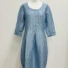 Out of Xile Tulip Dress Linen Sparkle Marine Blue
