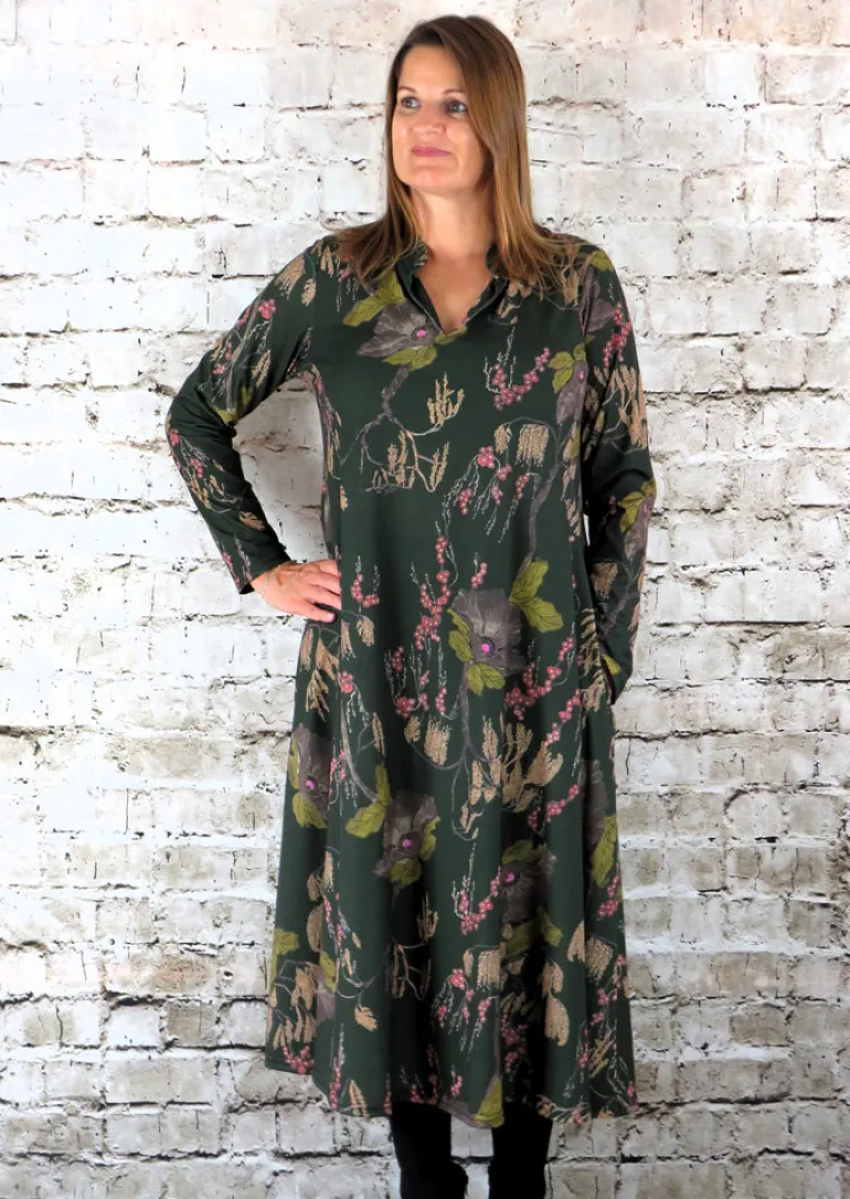 Out of Xile V-Neck Dress Woodland Print Forest