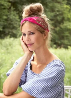 Powder Beaded Velvet Headband Raspberry