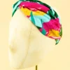 Powder Cheetah Elastic Headband Aqua