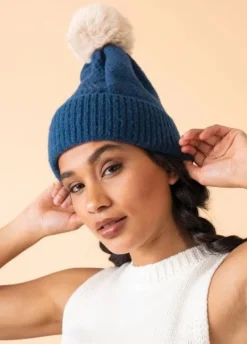 Powder Ingrid Bobble Hat Navy/Mist