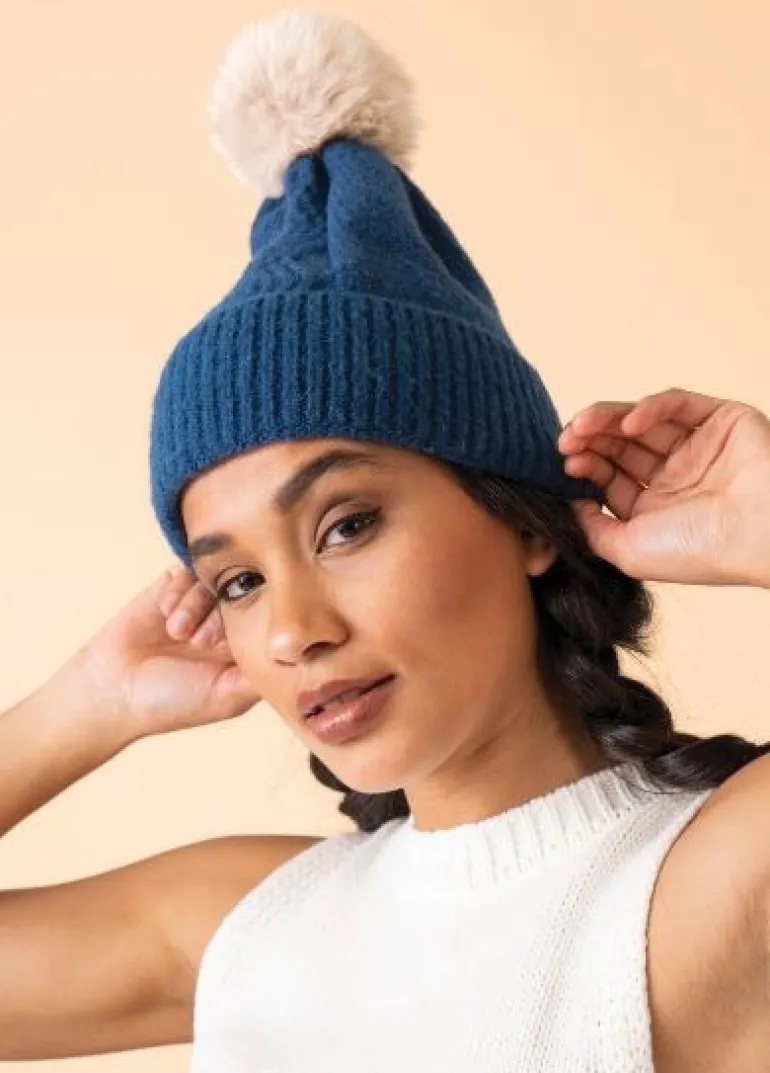Powder Ingrid Bobble Hat Navy/Mist