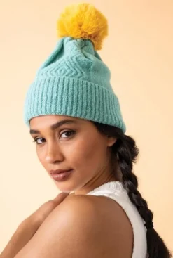 Powder Ingrid Bobble Hat Aqua Mustard