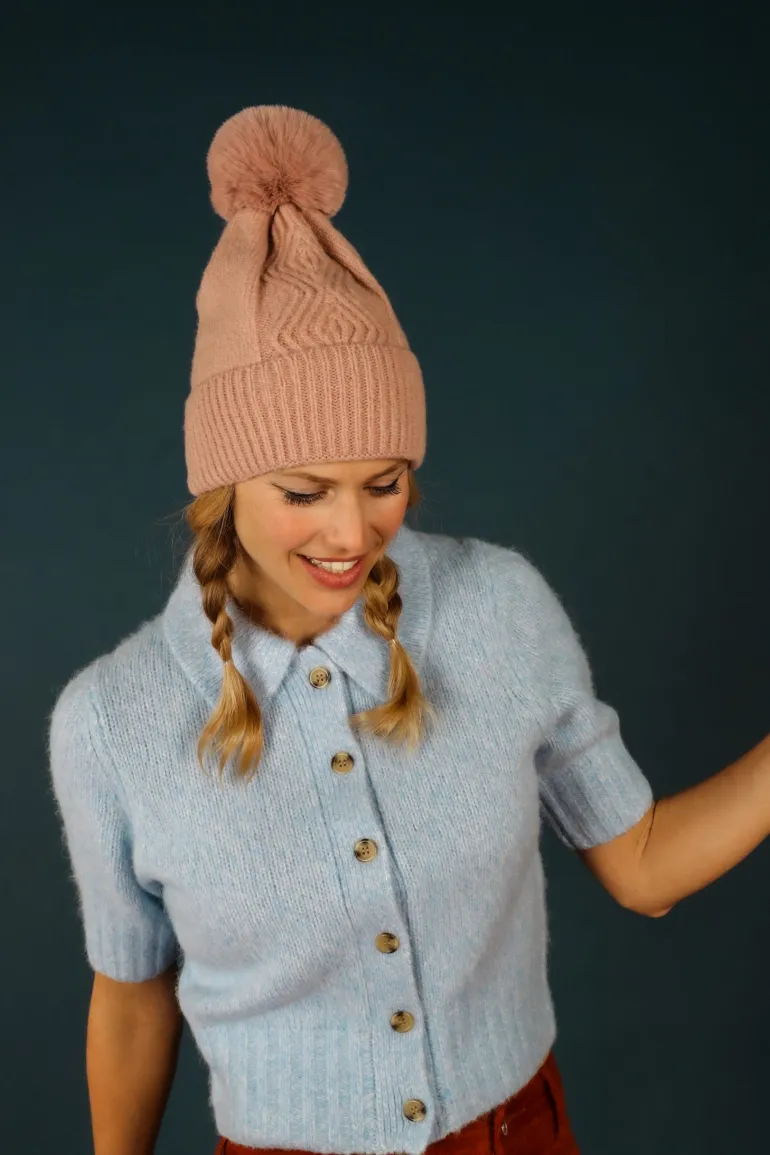 Powder Ingrid Bobble Hat Petal