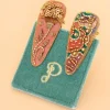 Powder 60's Floral Hair Clips Coral