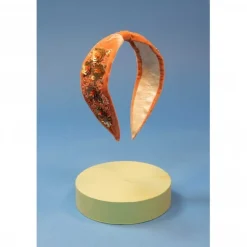 POWDER VELVET EMBELLISHED HEADBAND CORAL