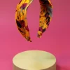 POWDER VELVET HEADBAND FLORAL MUSTARD