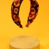 POWDER VELVET HEADBAND LEOPARD PRINT DAMSON