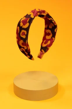 POWDER VELVET HEADBAND LEOPARD PRINT DAMSON