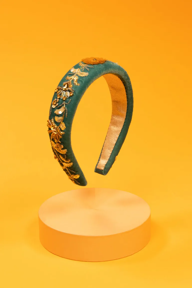 POWDER VELVET HEADBAND TEAL