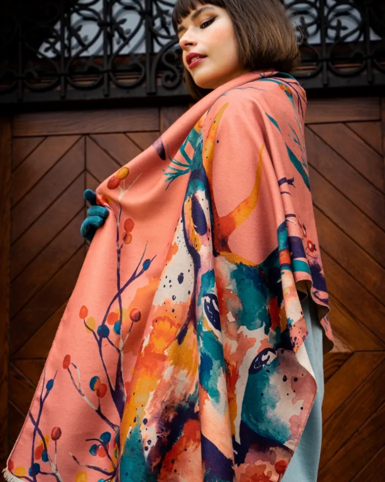 POWDER WATERCOLOUR STAG PRINT SCARF