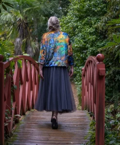 PRINTED VELVET REVERSIBLE KIMONO - BEECH TREE REFLECTIONS