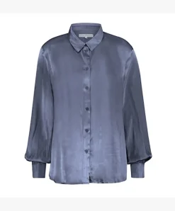 Red Button Beobie Satin Blouse Ice Blue