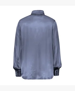 Red Button Beobie Satin Blouse Ice Blue