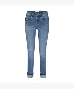 Red Button Laila Rip and Repair Blue Denim