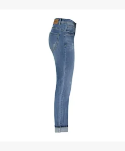 Red Button Laila Rip and Repair Blue Denim