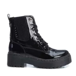 REFRESH BLACK PATENT ANKLE BOOT - VEGAN