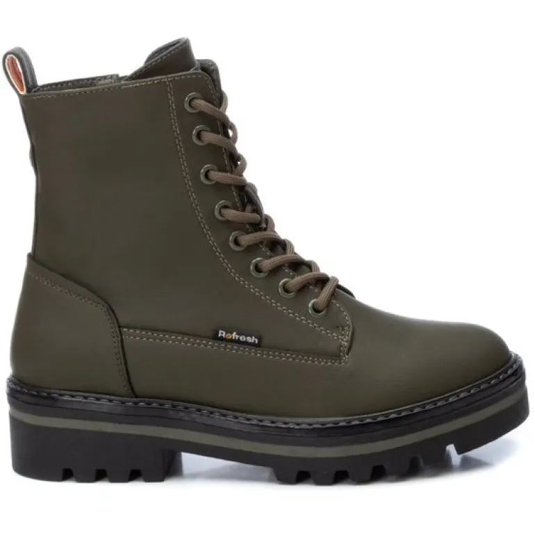 Refresh PU Ankle Boots Khaki