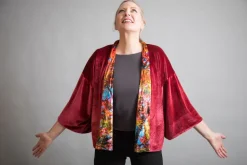 REVERSIBLE VELVET KIMONO - BLUE SKY ACER