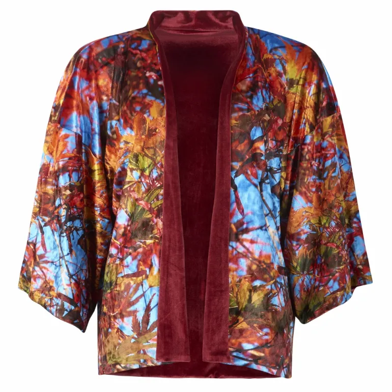 REVERSIBLE VELVET KIMONO - BLUE SKY ACER