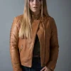 RINO & PELLE HESTIA LEATHER BIKER JACKET COGNAC
