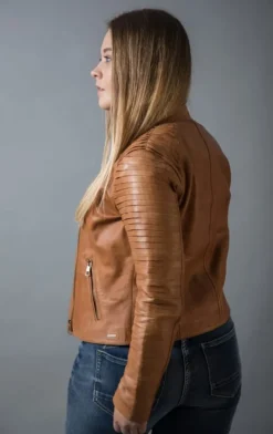 RINO & PELLE HESTIA LEATHER BIKER JACKET COGNAC