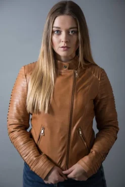 RINO & PELLE HESTIA LEATHER BIKER JACKET COGNAC