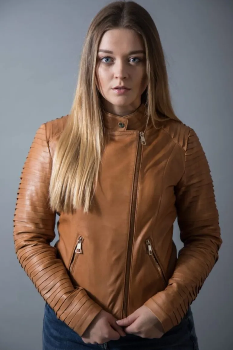 RINO & PELLE HESTIA LEATHER BIKER JACKET COGNAC