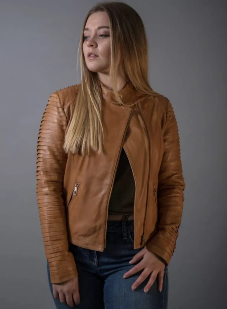 RINO & PELLE HESTIA LEATHER BIKER JACKET COGNAC
